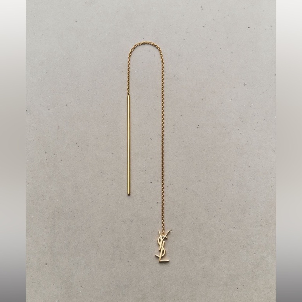 New Never Worn YSL Cassandre Drop Earring in Solid Yellow Gold